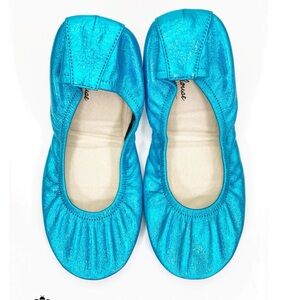 NEW Storehouse Flats Foldable Leather Ballet Flats in Blizzard Blue Rainbow - 7